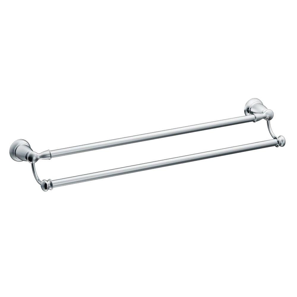 Chrome Towel Bars Bathroom Hardware The Home Depot Banbury 24 In Double Towel Bar Chrome Spot