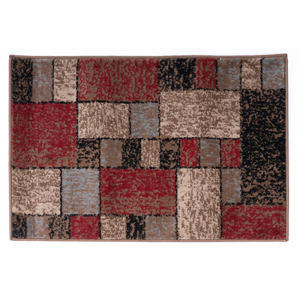 World Rug Gallery Geometric Distressed Squares 2 Ft X 3 Red Area