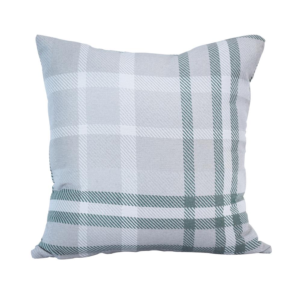 Astella Tartan Jade Square Outdoor Accent Lounge Throw Pillow Tp24