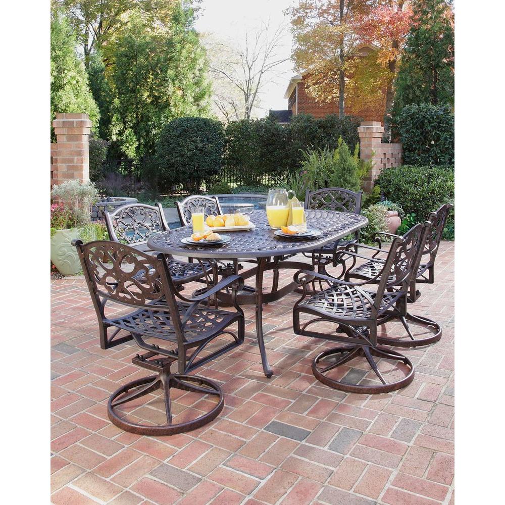 Home Styles Biscayne Bronze 7 Piece Swivel Patio Dining Set