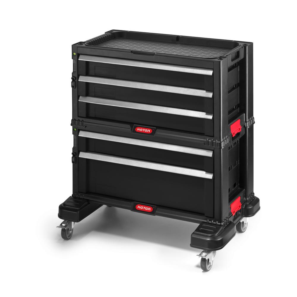 Keter 22 In 5 Drawer Modular Roller Cabinet Tool Chest In Black