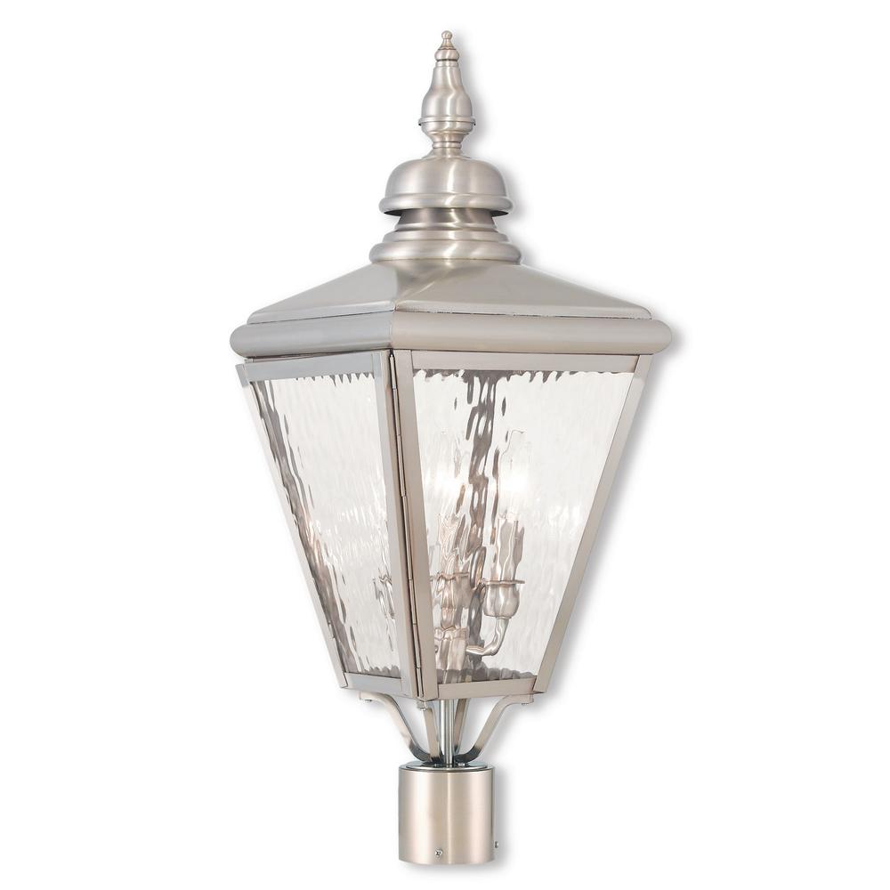 Livex Lighting Cambridge 3 Light Outdoor Brushed Nickel Post Livex Lighting Cambridge 3 Light Outdoor Brushed Nickel Post