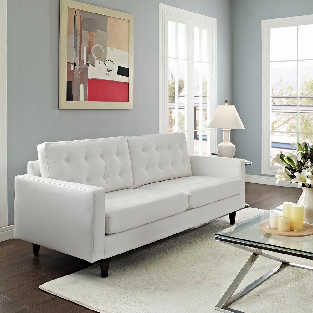 White Sofas Loveseats Living Room Furniture The Home Depot Empress White Bonded Leather Sofa