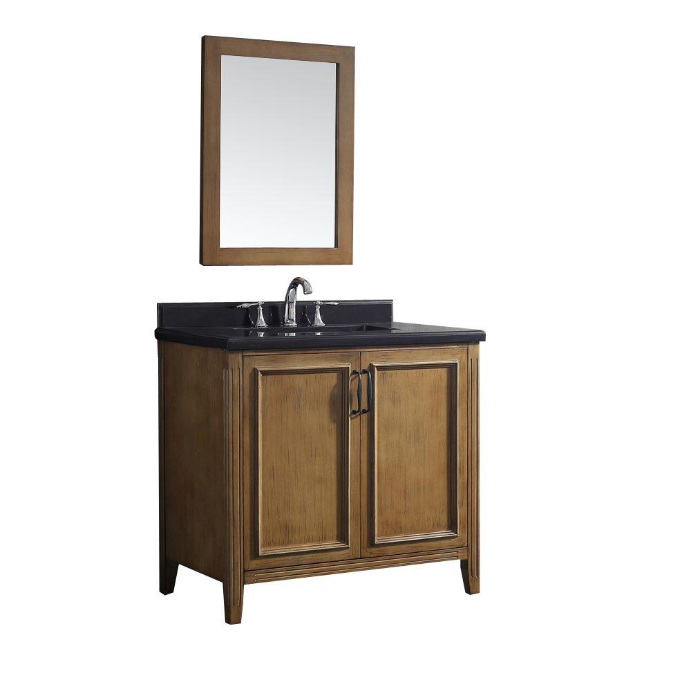 Pegasus Daniel 36 in. W x 22 in. D Vanity in Nutmeg with Granite Vanity