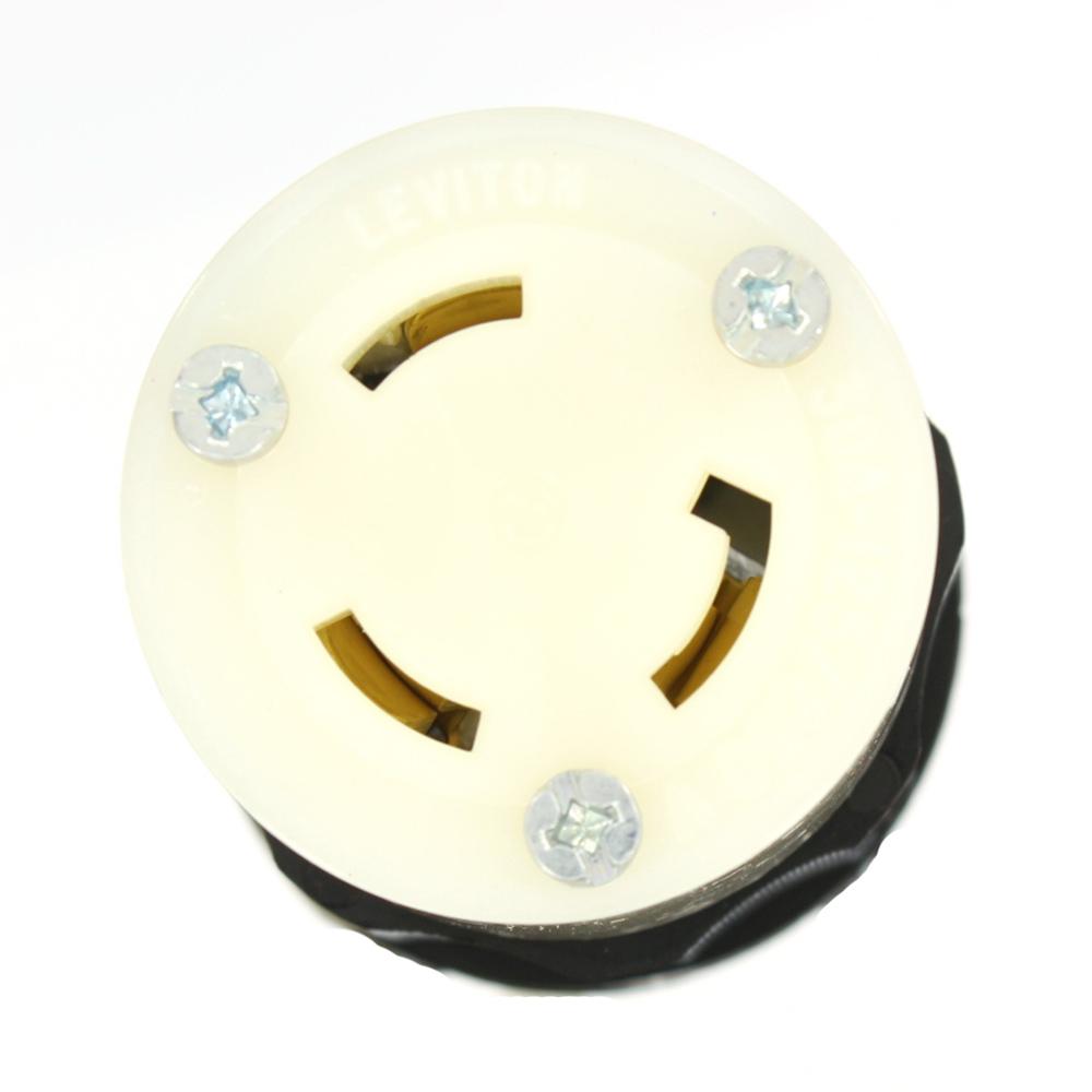 Leviton 30 Amp 277/480-Volt 3-Phase Locking Grounding Connector, Black