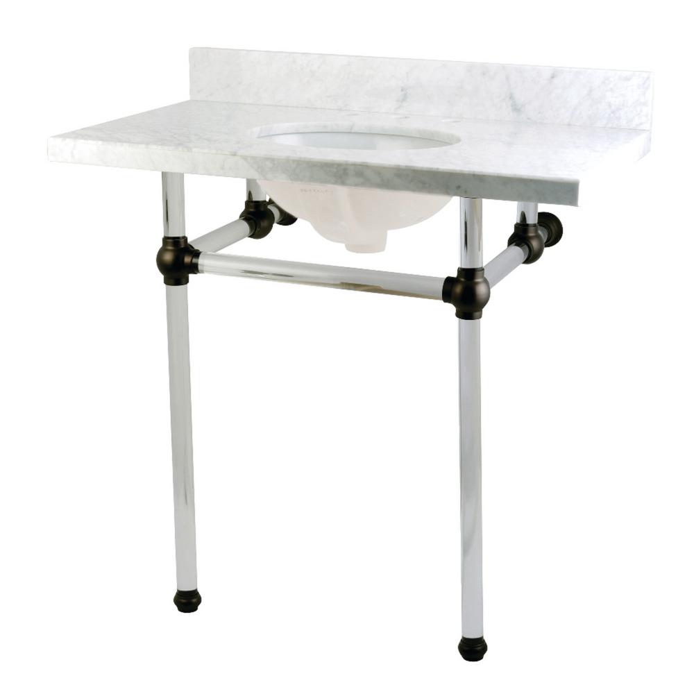 Kingston Brass Washstand 36 in. Console Table in Carrara ...