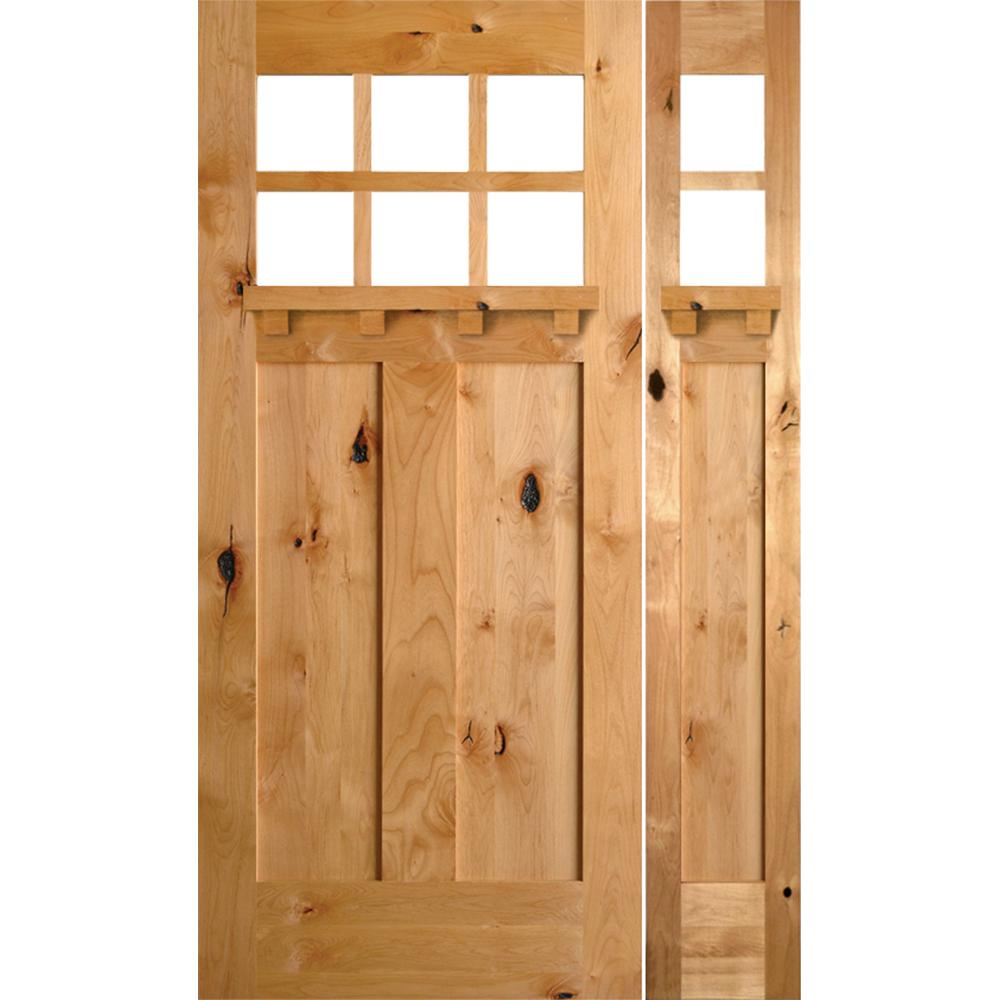 Krosswood Doors 50 In X 80 In Craftsman Knotty Alder 3 Pnl 6 Lt