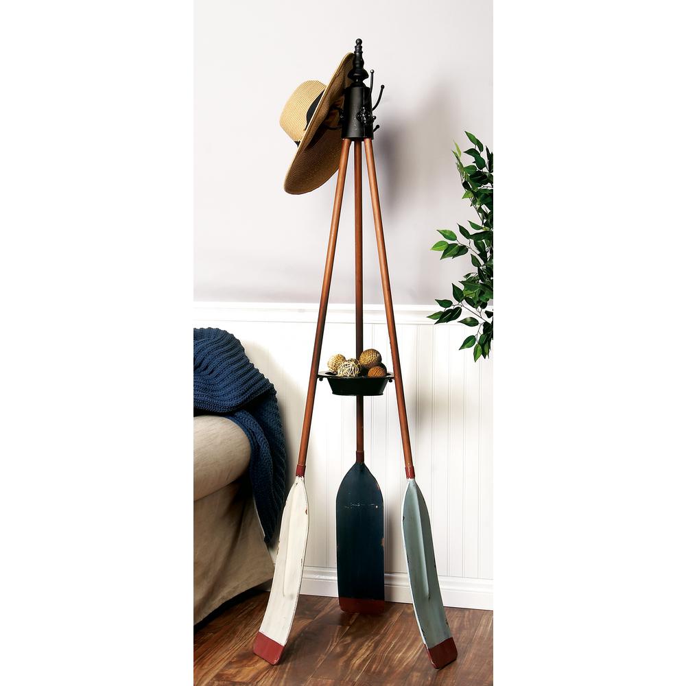 69 inch Vintage Nautical Style Standing Iron Coat Rack