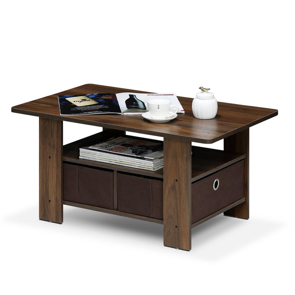 Furinno Home Living Columbia Walnut Dark Brown Bin Drawer