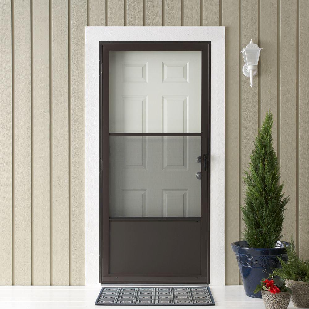 Emco 32 In X 80 In 75 Series Bronze Self Storing Storm Door