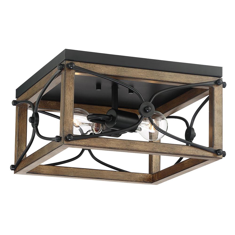 Cordelia Lighting Open Square 14 In 2 Light Painted Wood With