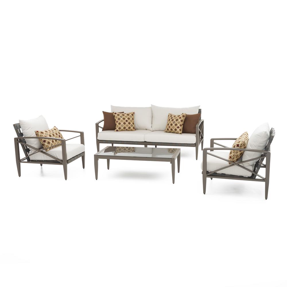Rst Brands Knoxville Taupe 4 Piece Aluminum Patio Seating Set With Taupe 4 Piece Aluminum Patio Seating