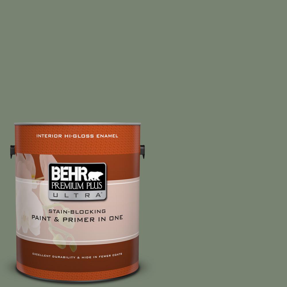 BEHR Premium Plus Ultra 1 gal. ICC77 Sage Green HiGloss Enamel