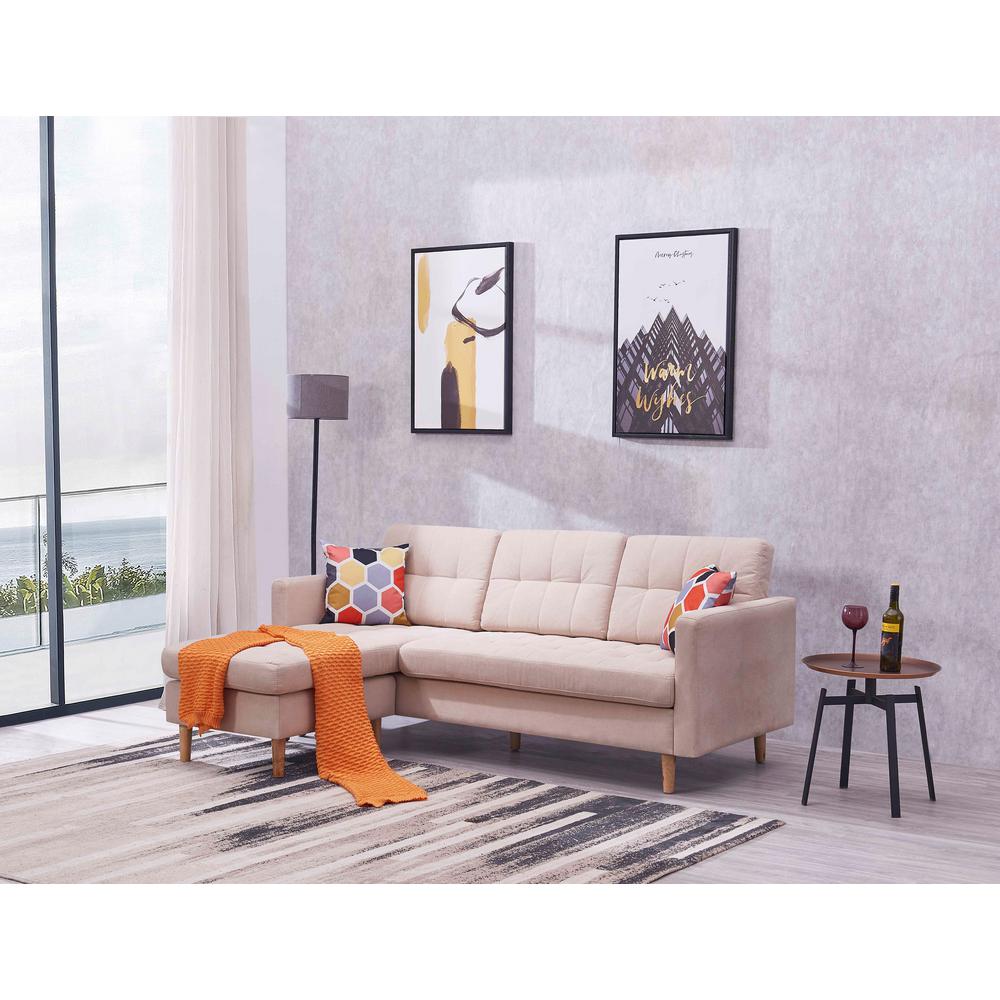 Harper Bright Designs Beige Mid Century Modern Fabric Chaise