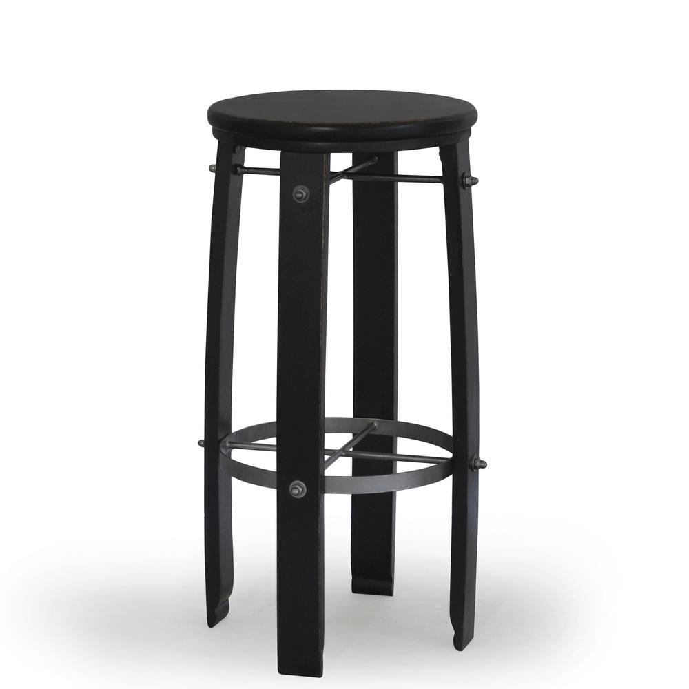 Ina Cottage Woodford 30 In Antique Black Barrel Stool Sf1530 Antique Black Barrel Stool Sf1530 Blk The Home Depot
