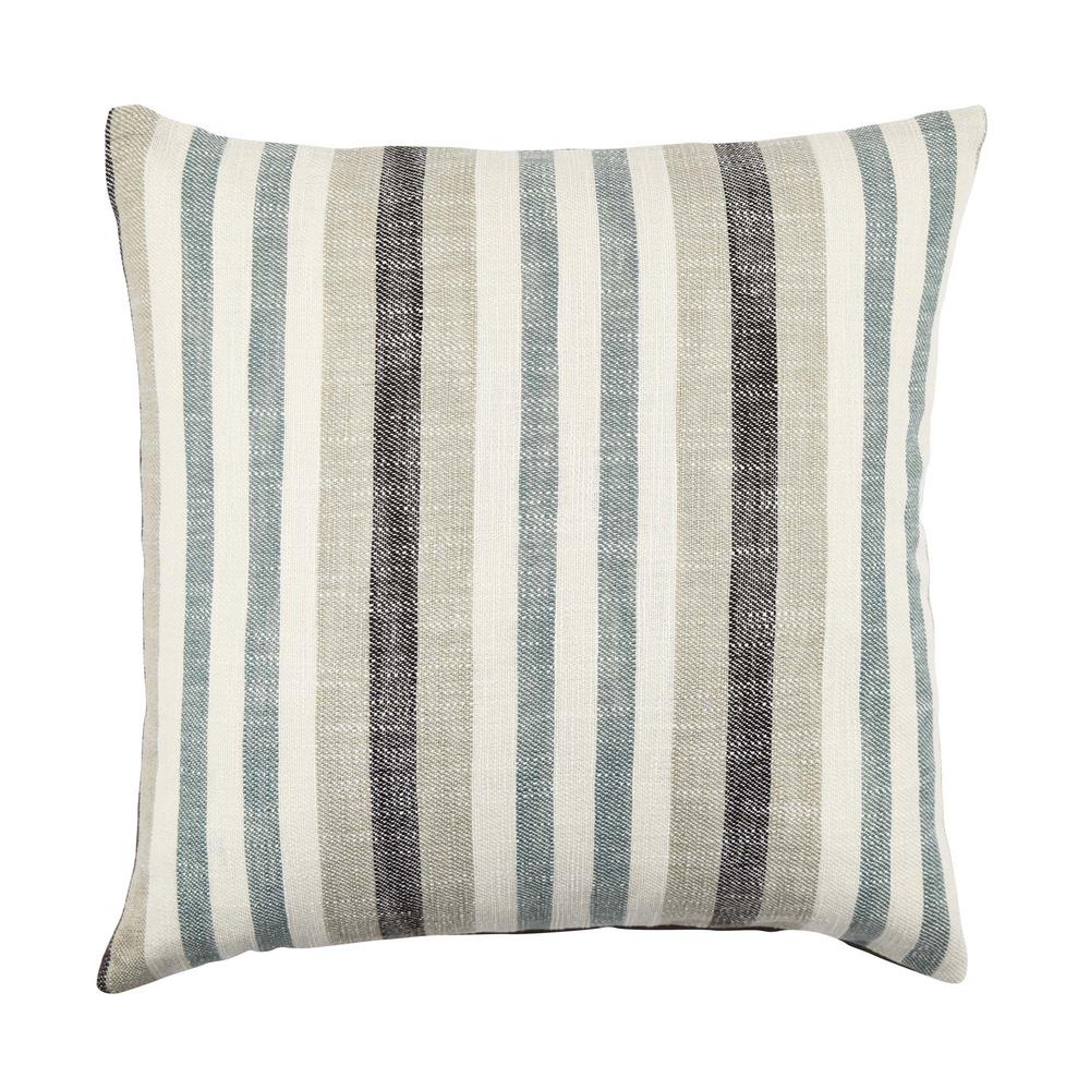 Vesper Lane Distressed White Striped 18 In X 18 In Throw Pillow