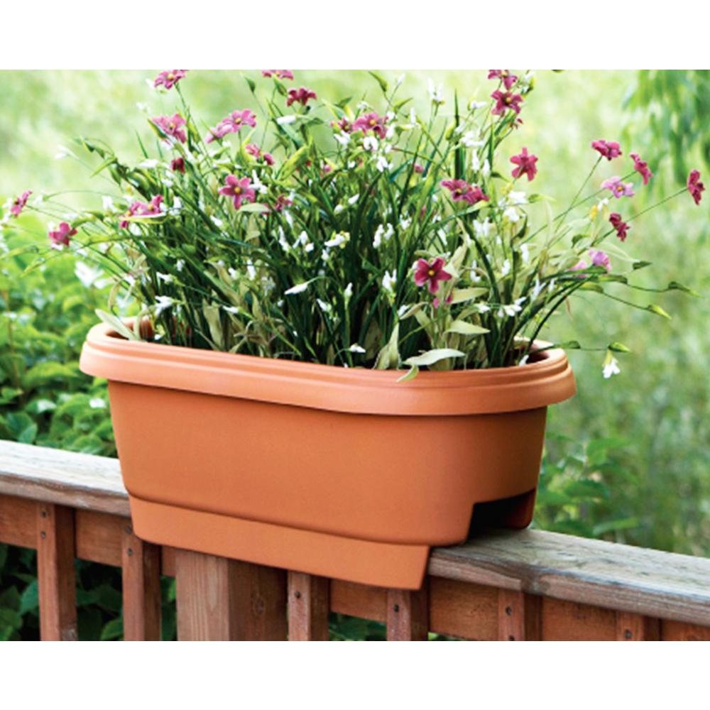 Bloem Deck Rail Planter 24 in. Terra Cotta Plastic Deck Rail Planter