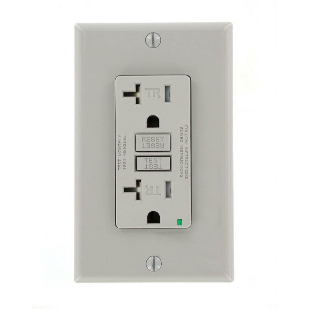 Leviton 20 Amp SmartlockPro Tamper Resistant GFCI Outlet, Gray-103-GFTR2-0GY - The Home Depot