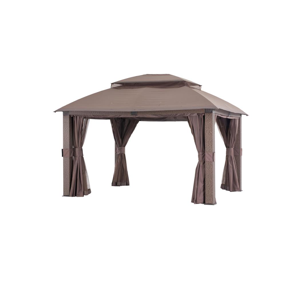 Sunjoy 10 Ft. X 12 Ft. Brown Steel Gazebo-110101060 - The Home Depot