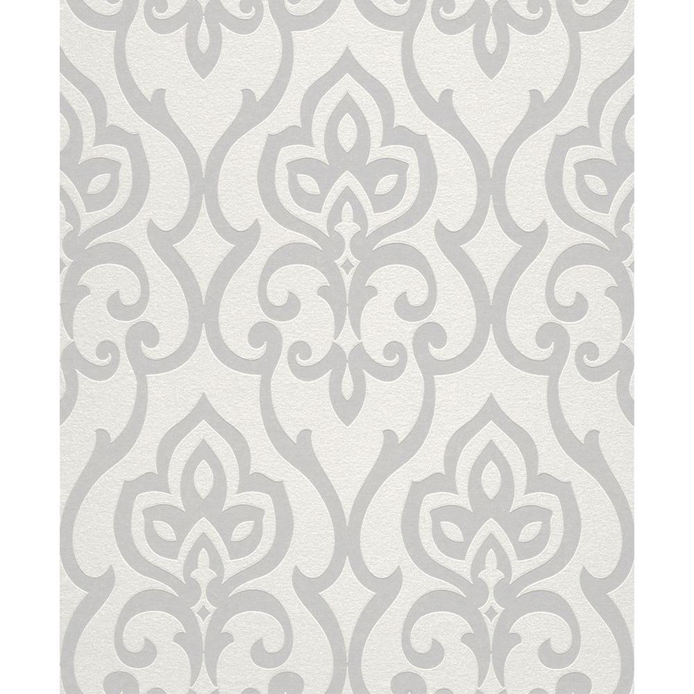 Washington Wallcoverings Contemporary Damask in white717068 The Home