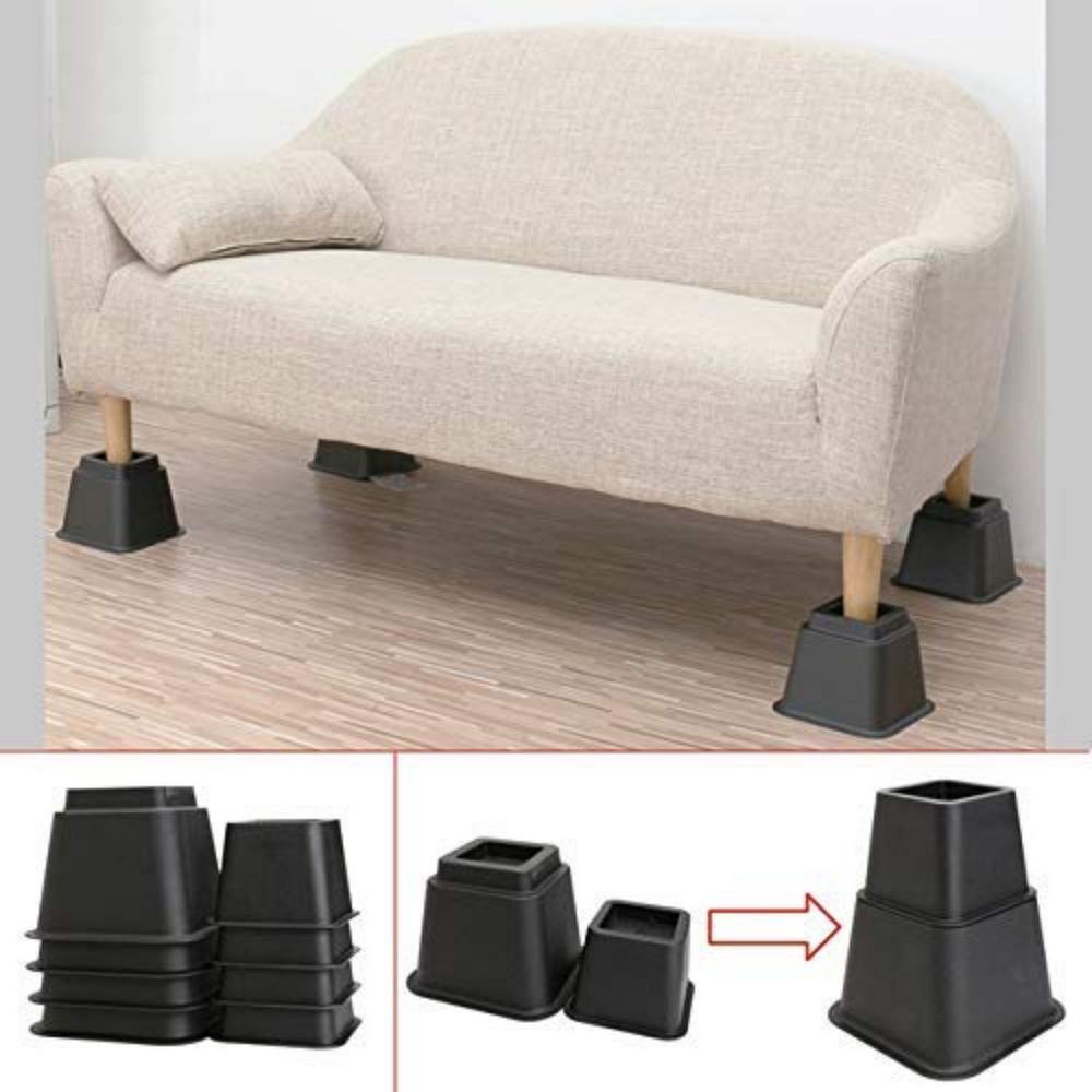 Homeroots Domestic Black With Bed Risers Adjustable Bed Furniture Legs Heavy Duty Plastic 4 Pack 363610 The Home Depot