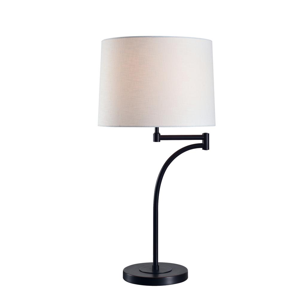 UPC 053392133931 product image for Kenroy Home Seven 29 in. Oil Rubbed Bronze Table Lamp with White Shade | upcitemdb.com