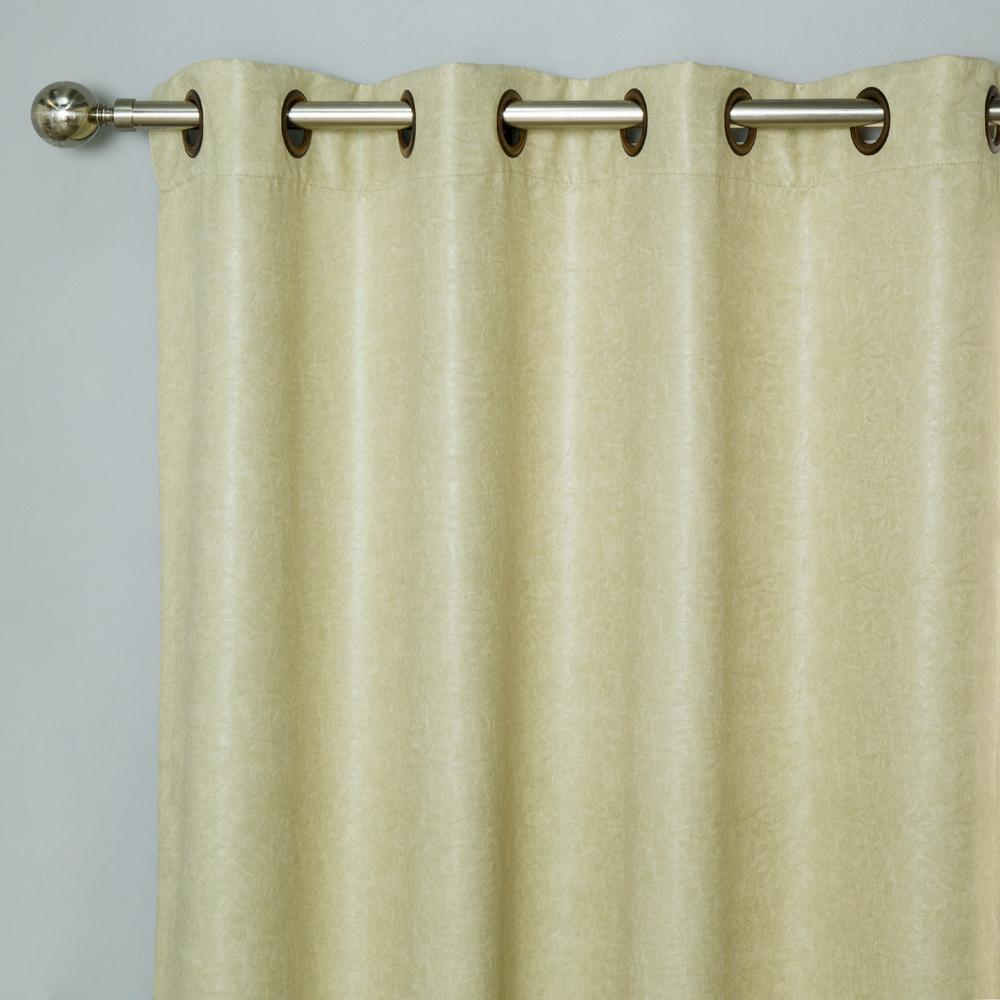 Best Home Fashion Beige 84 In L Faux Leather Blackout Curtain 2