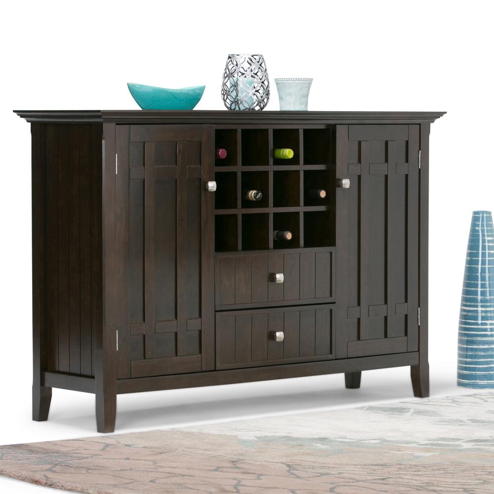 Simpli Home Bedford Solid Wood 54 In Wide Rustic Sideboard Buffet