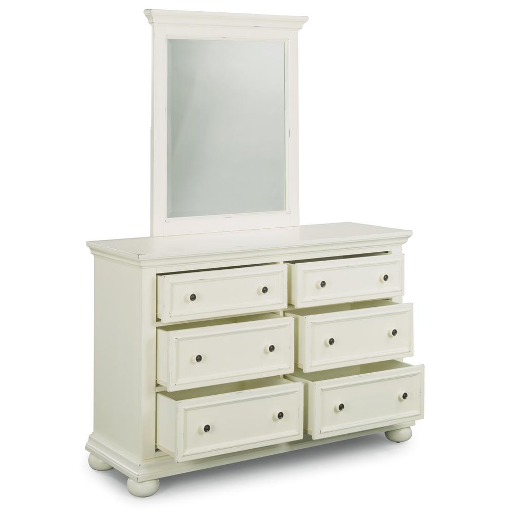 Homestyles Dover 6 Drawer White Dresser With Mirror 5427 74 The