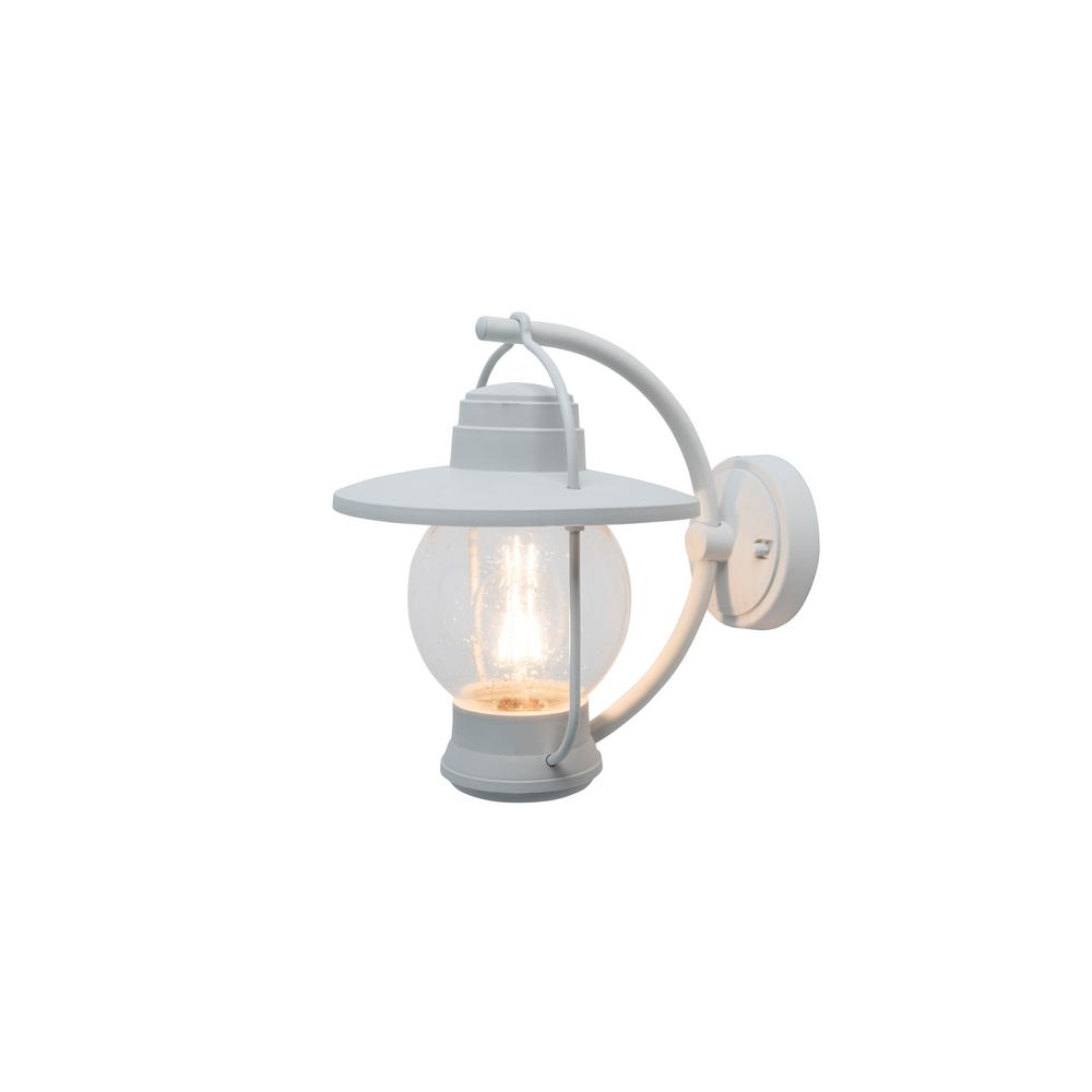 Lutec Coastal Nantucket 1-Light White Outdoor Wall Mount Lantern