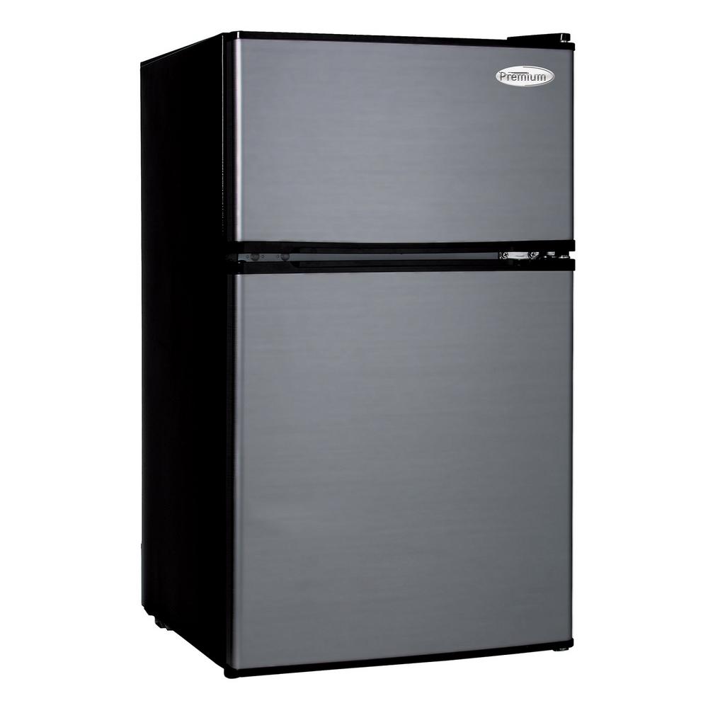 PREMIUM 3.1 cu. ft. Mini Refrigerator in Black with Stainless Steel Black Stainless Steel Mini Fridge