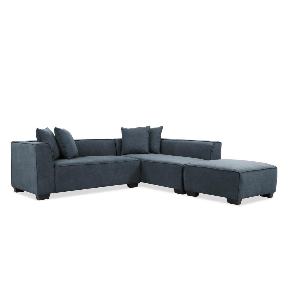 Handy Living Phoenix Sectional Sofa With Ottoman In Caribbean Blue Handy Living Phoenix Sectional Sofa