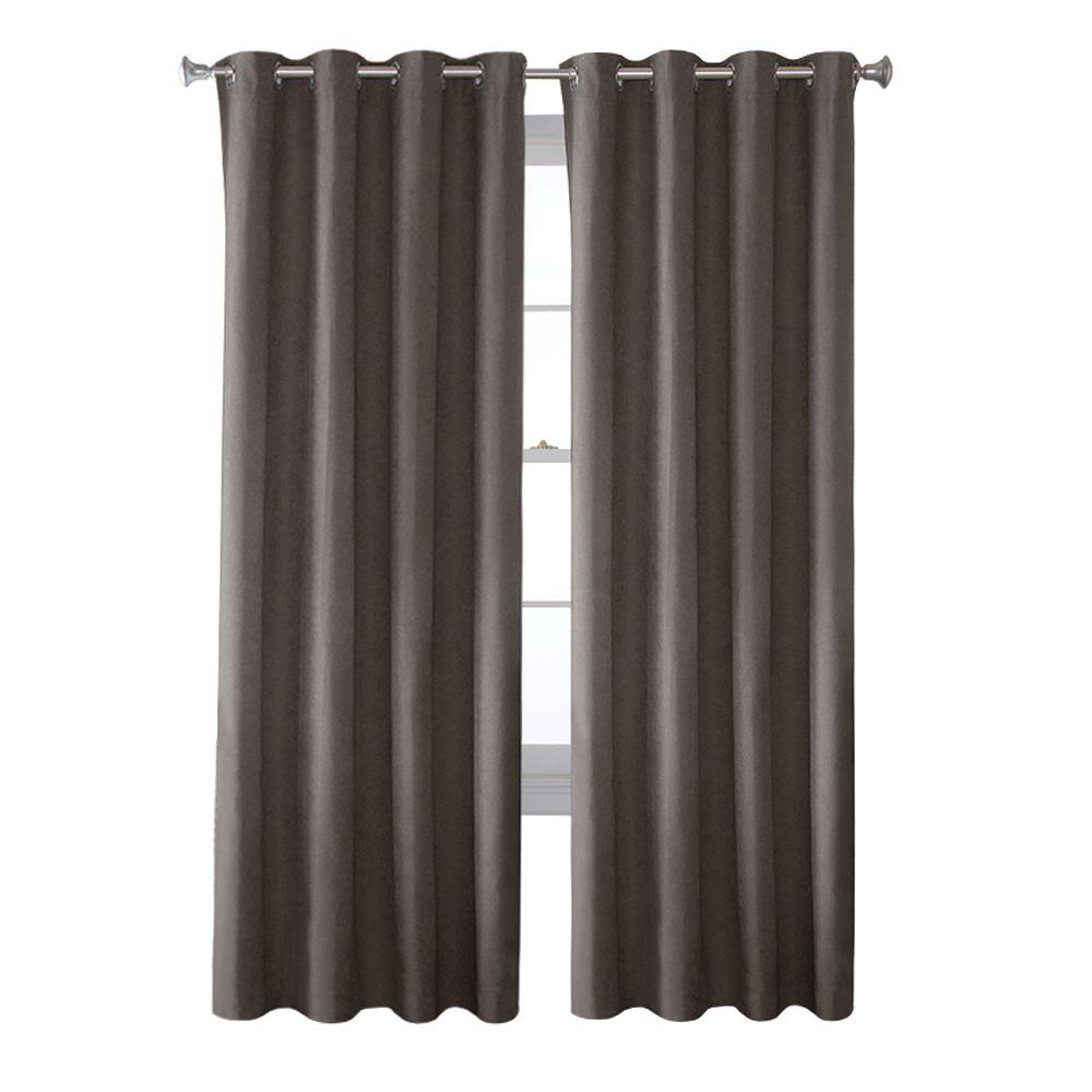 Solaris Faux Suede Room Darkening Window Panel In Grey 54 In W