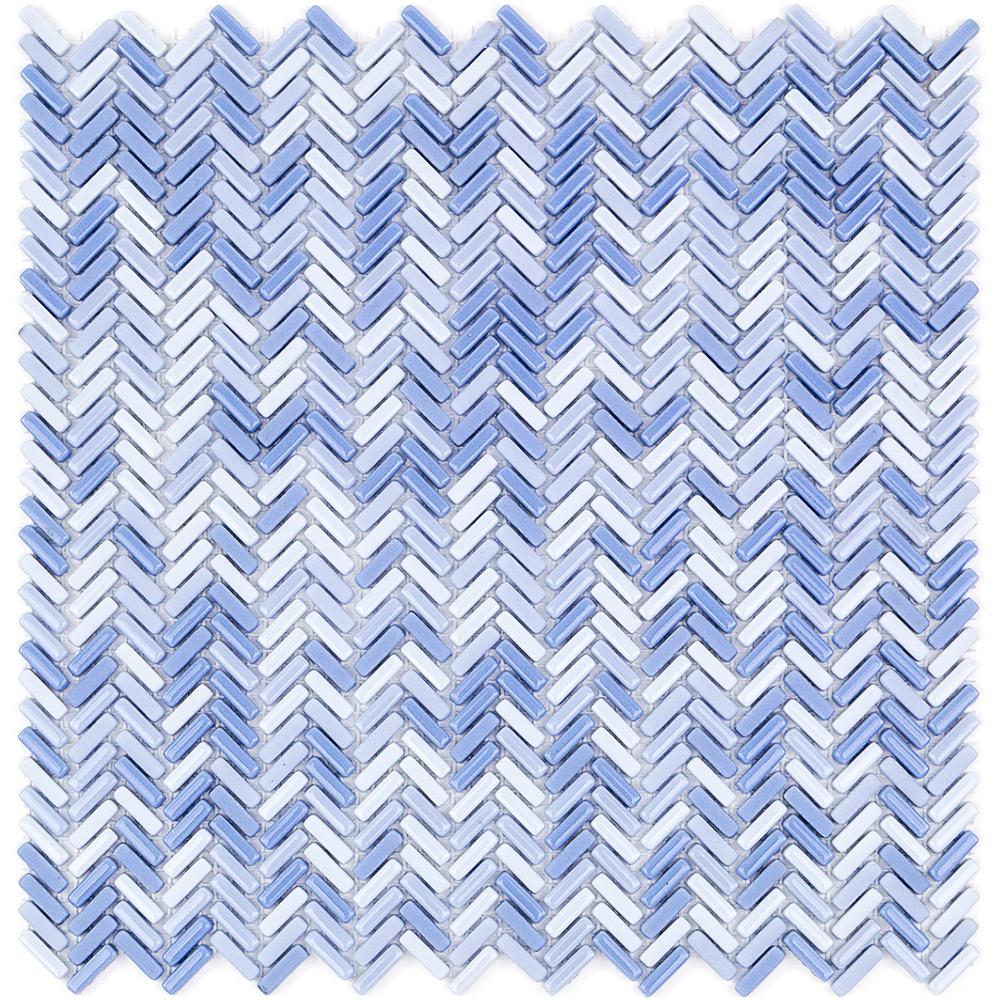 Ivy Hill Tile Recoup Herringbone Azure Glass Mosaic Floor And Wall Ivy Hill Tile Recoup Herringbone Azure Glass Mosaic Floor And Wall 3 In