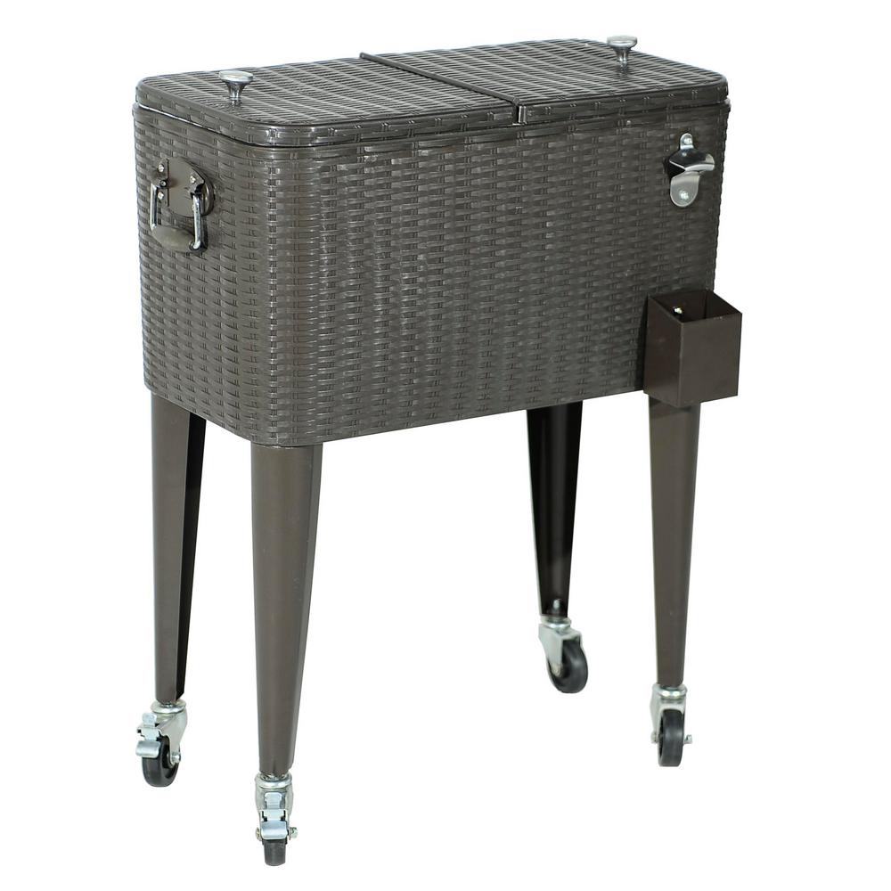 Sunjoy 60 qt. Wheeled Patio Chest Cooler Cart111105017 The Home Depot