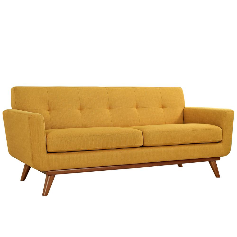 Engage 78 in. Citrus Polyester 2-Seater Loveseat with Wood Legs