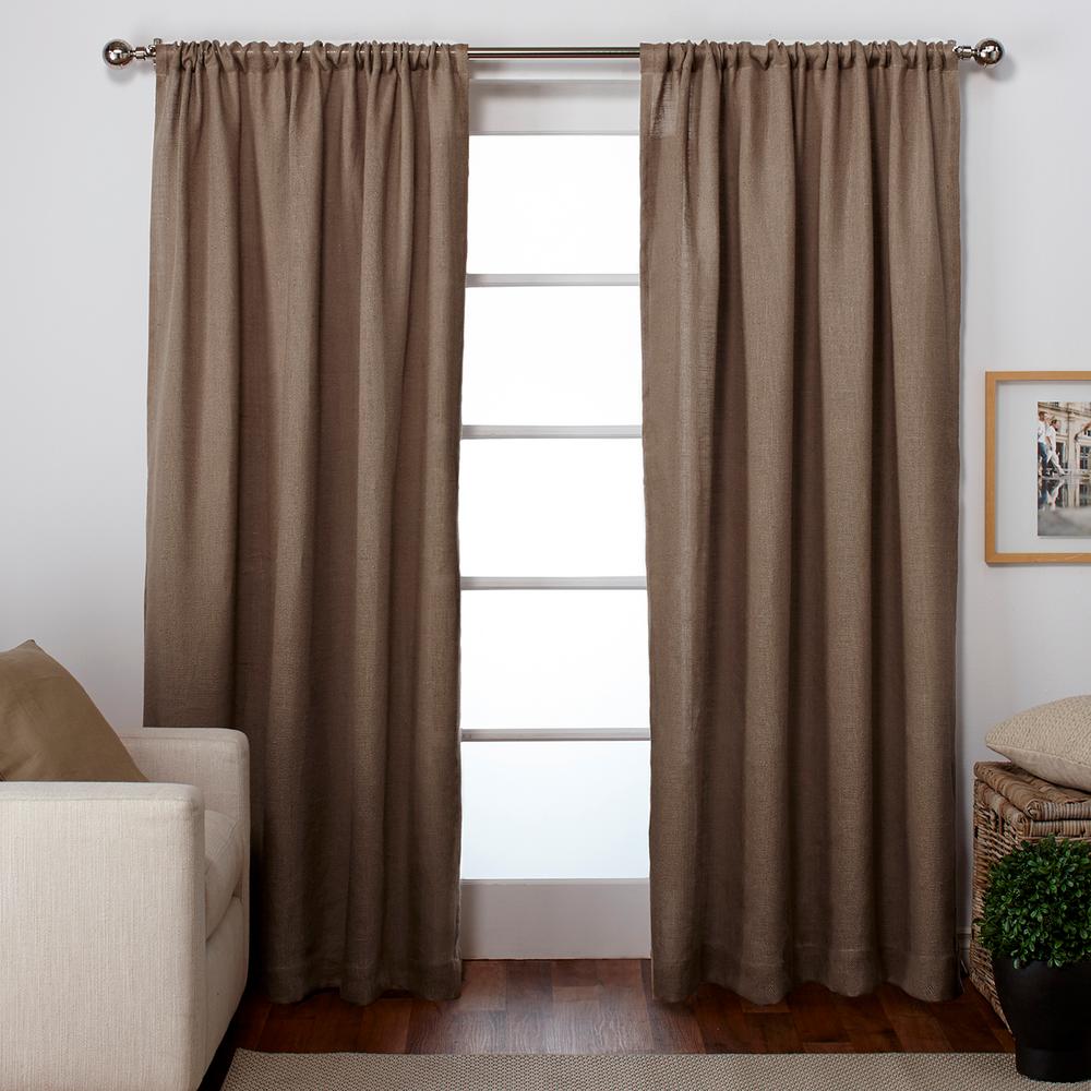 Burlap 54 In W X 96 In L Jute Rod Pocket Top Curtain Panel In