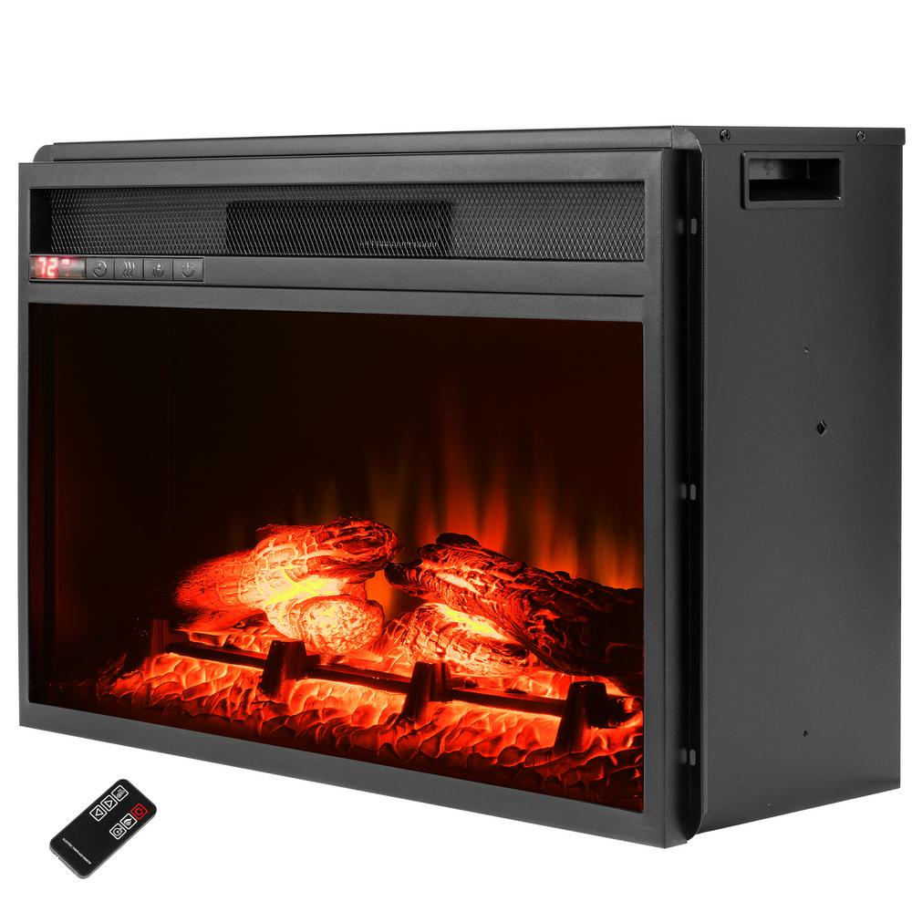 Akdy 23 In Freestanding Electric Fireplace Insert Heater Black With Tempered Glass And Remote Control