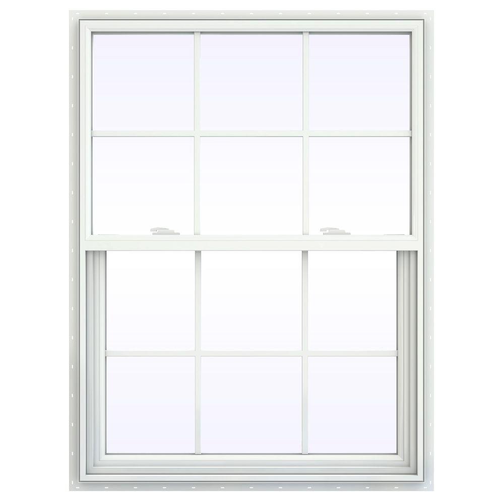 Jeld Wen 35 5 In X 53 V 2500 Series White Vinyl Single Hung Window With Colonial Grids Grilles