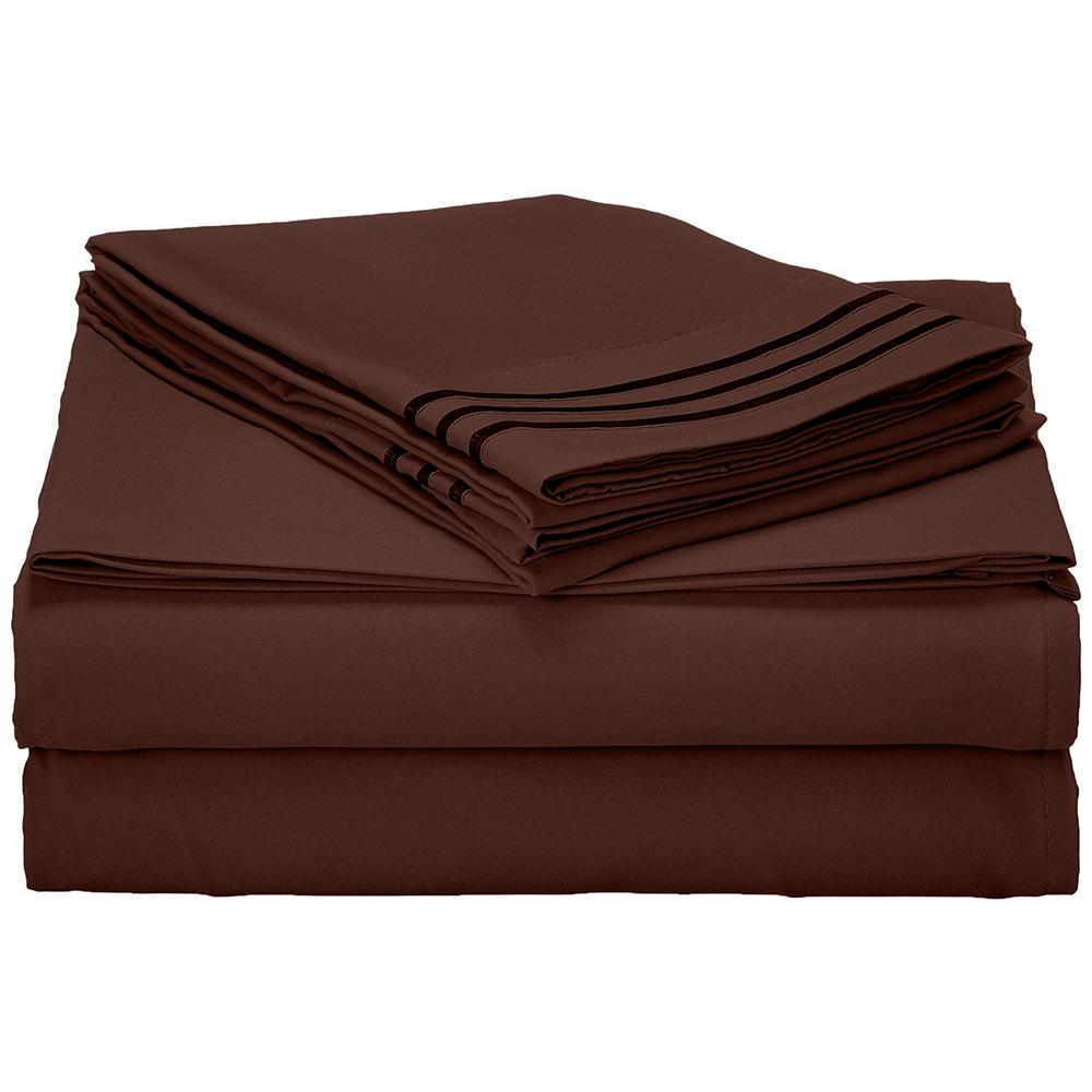 Elegant Comfort 1500 Series 4Piece Chocolate Brown Triple Marrow