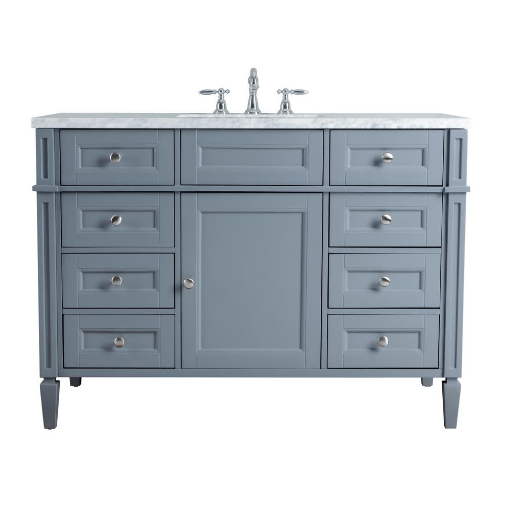 Stufurhome Anastasia French 48 In Grey Single Sink Bathroom Vanity Grey Single Sink Bathroom Vanity