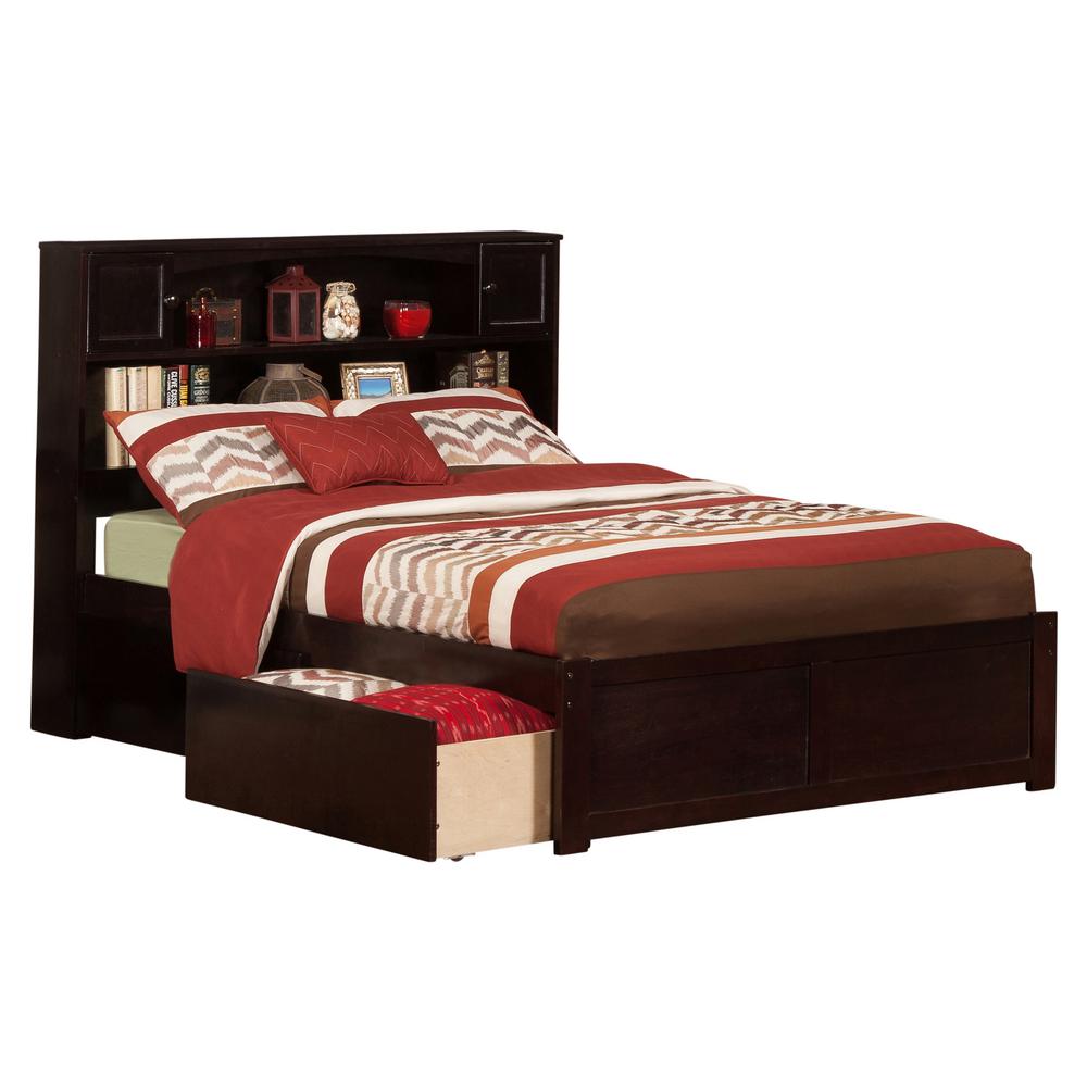 Atlantic Furniture Newport Espresso Full Platform Bed with Flat Panel