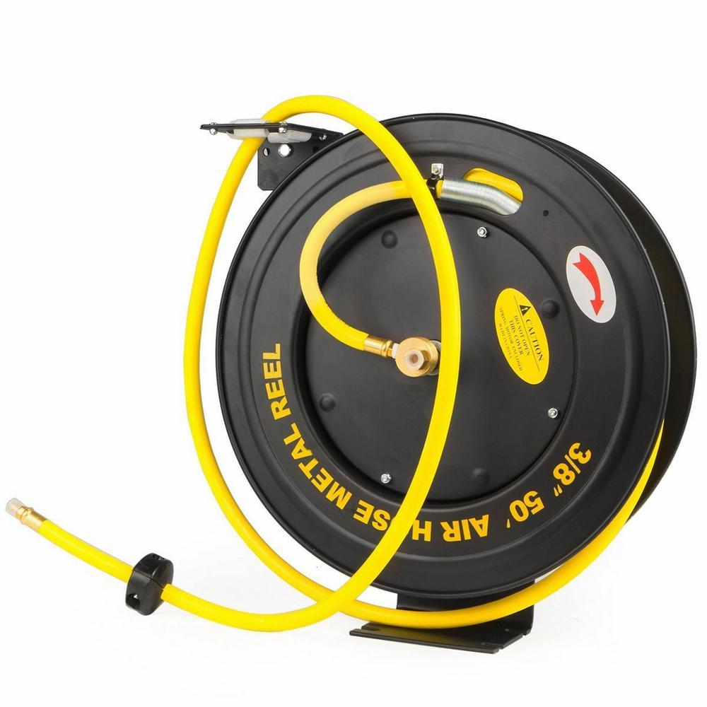 Stark 50 ft. x 3/8 in. I.D Retractable AllWeather Rubber Air Hose Reel