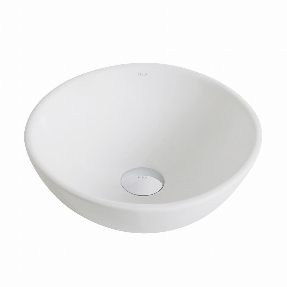 Elavo Small Round Ceramic Vessel Bathroom Sink in White