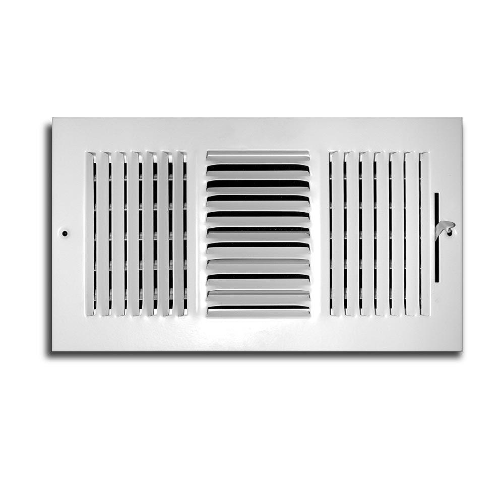 SPEEDIGRILLE 4 in. x 8 in. Floor Vent Register, White with 2Way