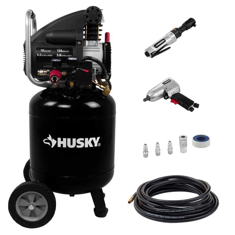 Husky 10 Gal Portable Electric Air Compressor With Extra Value Kit L210vwdvp The Home Depot