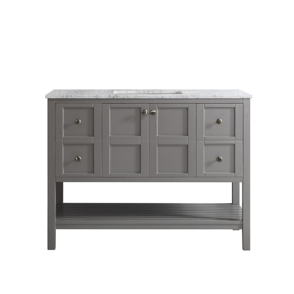 Florence 48 in. W x 22 in. D x 35 in. H Vanity in Grey with Marble Vanity Top in White with Basin