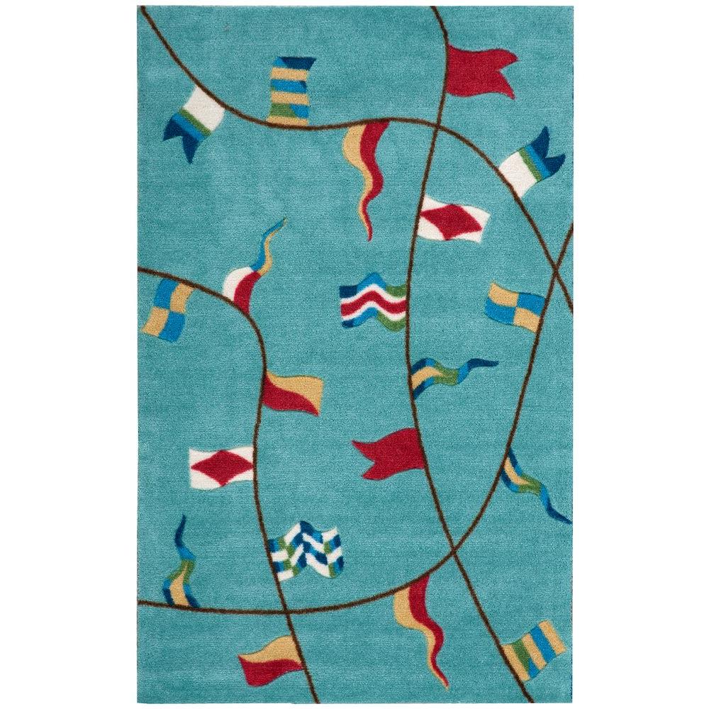 Nourison Overstock Shoreline Flags Aqua 3 ft. x 4 ft. Area Rug129208