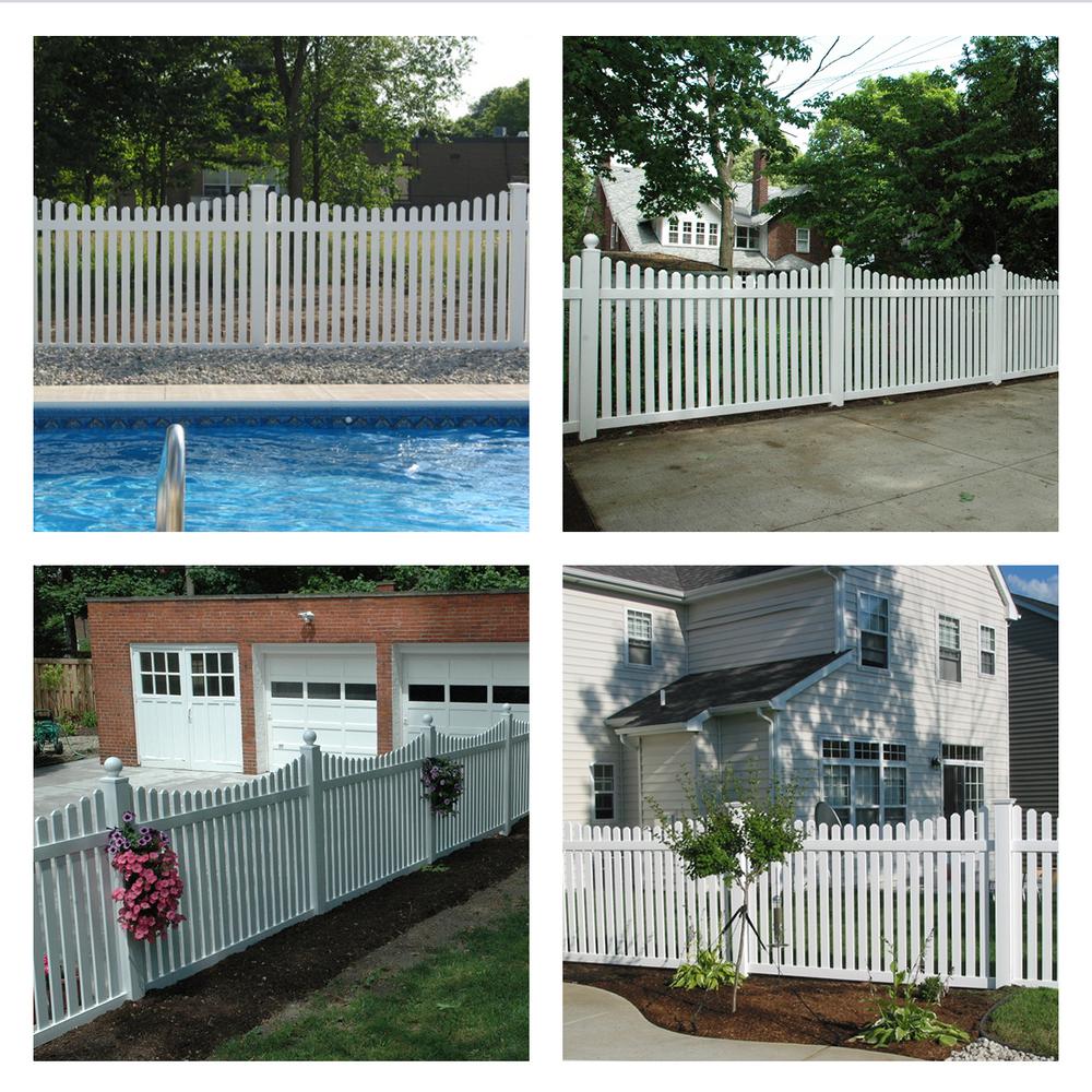 Weatherables Richmond 5 Ft H X 8 Ft W White Vinyl Picket Fence Panel Kit Pwpi 3nrsc 5x8 The Home Depot