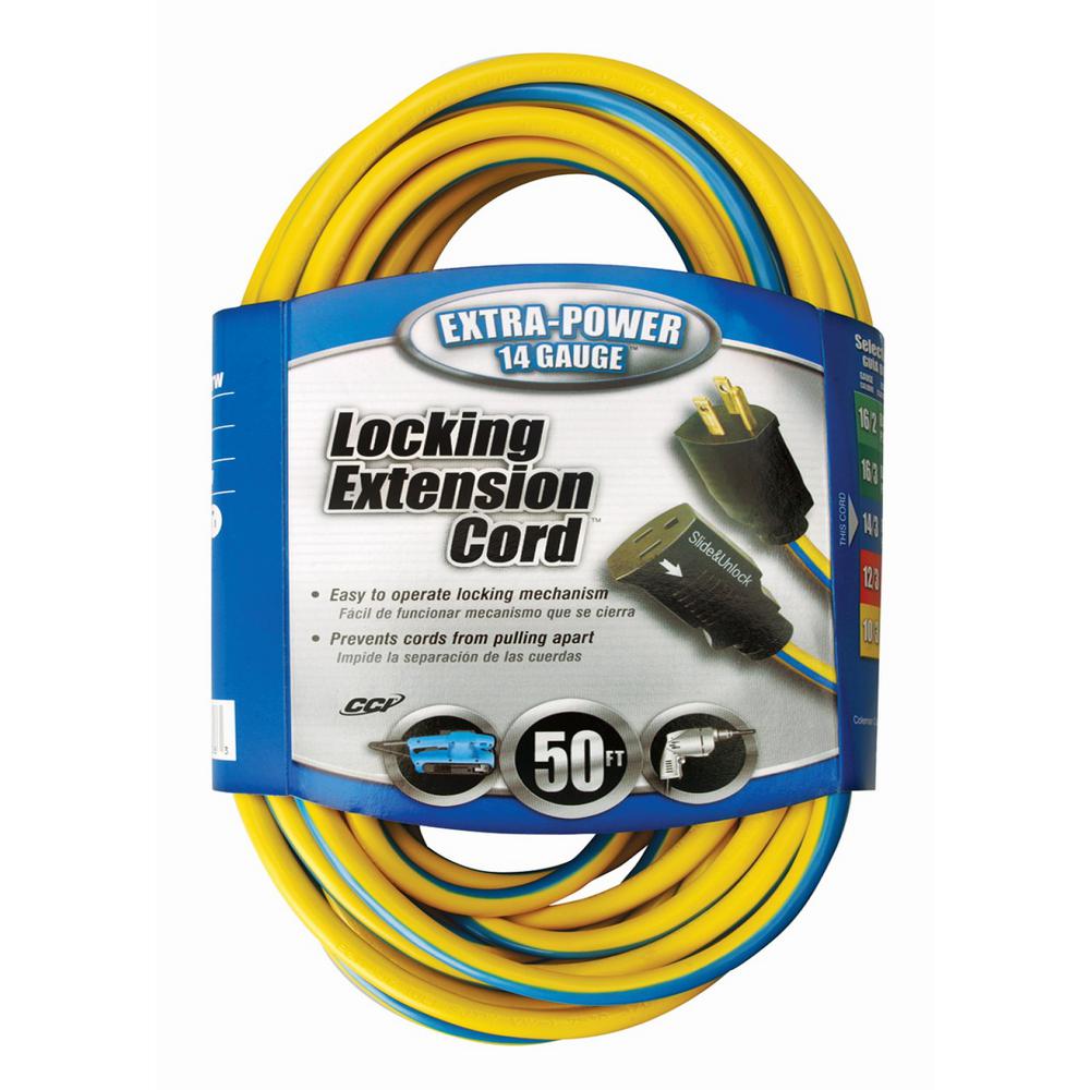 Southwire 50 ft. 14/3 SJTW PushLock Outdoor HeavyDuty Extension Cord